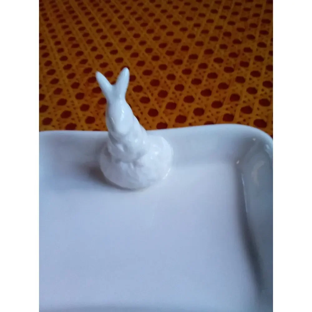2 White Ceramic Soap Dish Bunny Rabbit Abbott CUTE! Pre-owned